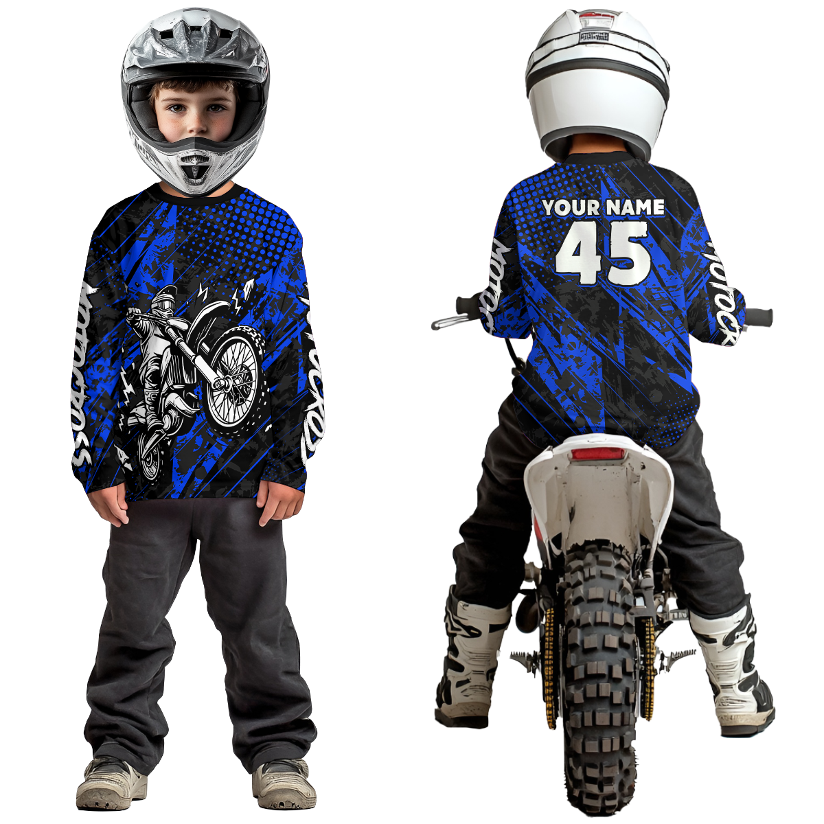 Custom Blue Motocross Jersey Racing for Men Women Kid Motocycle Shirts UPF30+ DNT44