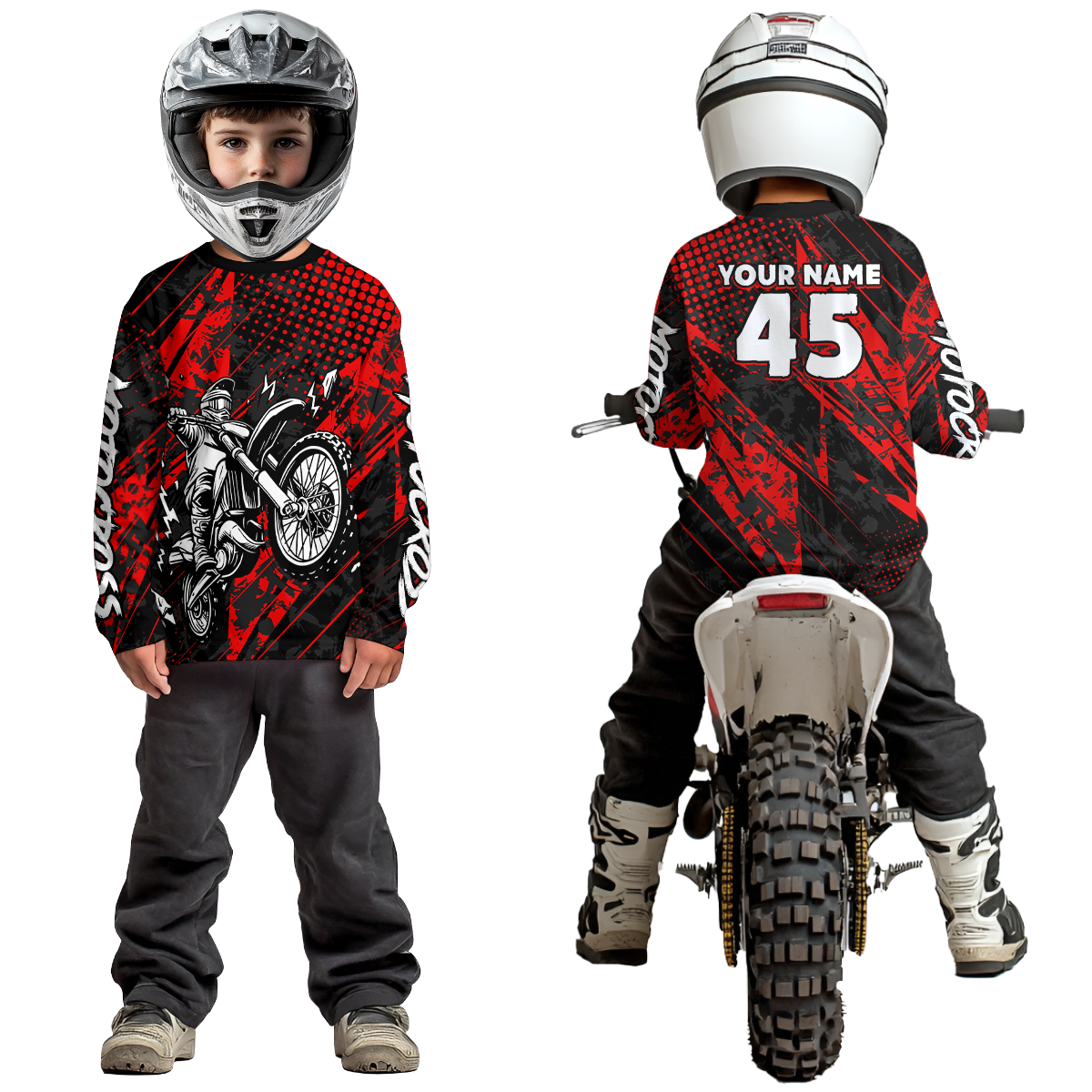 Custom Red Motocross Jersey Racing for Men Women Kid Motocycle Shirts UPF30+ DNT44