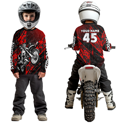 Custom Red Motocross Jersey Racing for Men Women Kid Motocycle Shirts UPF30+ DNT44