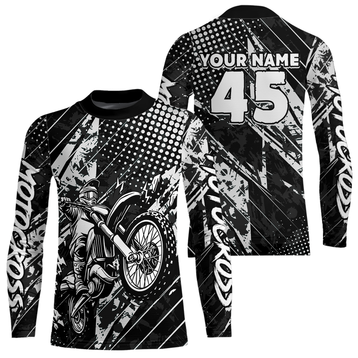 Custom Black Motocross Jersey Racing for Men Women Kid Motocycle Shirts UPF30+ DNT44