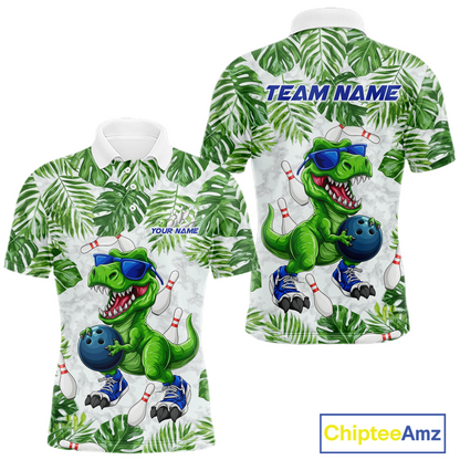 Custom Funny Dinosaur Bowling Jersey for Men Bowling Tournament Polo & 1/4 Zip Bowling Team Shirts HNT214