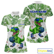 Load image into Gallery viewer, Custom Funny Dinosaur Bowling Jersey for Women Bowling Tournament Polo &amp; 1/4 Zip Bowling Team Shirts HNT214