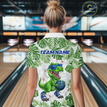 Load image into Gallery viewer, Custom Funny Dinosaur Bowling Jersey for Women Bowling Tournament Polo &amp; 1/4 Zip Bowling Team Shirts HNT214