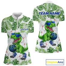 Load image into Gallery viewer, Custom Funny Dinosaur Bowling Jersey for Women Bowling Tournament Polo &amp; 1/4 Zip Bowling Team Shirts HNT214