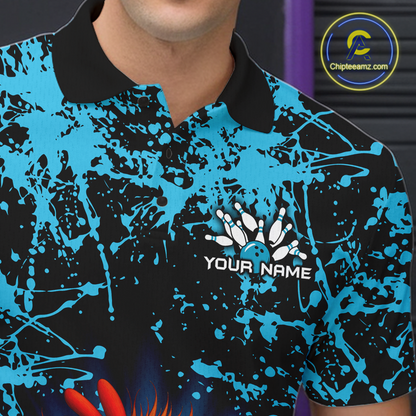 Turquoise Funny Chicken Bowling Jersey for Men Bowling League Bowling Team Shirts Polo & 1/4 Zip HN232