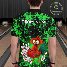 Load image into Gallery viewer, Green Funny Chicken Bowling Jersey for Men Bowling League Bowling Team Shirts Polo &amp; 1/4 Zip HN232