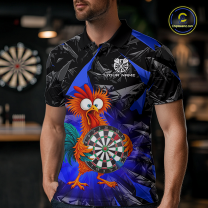 Custom Funny Blue Chicken Dart Shirts For Men Dart Board Gifts Darts Team Jerseys Dart League NNT152