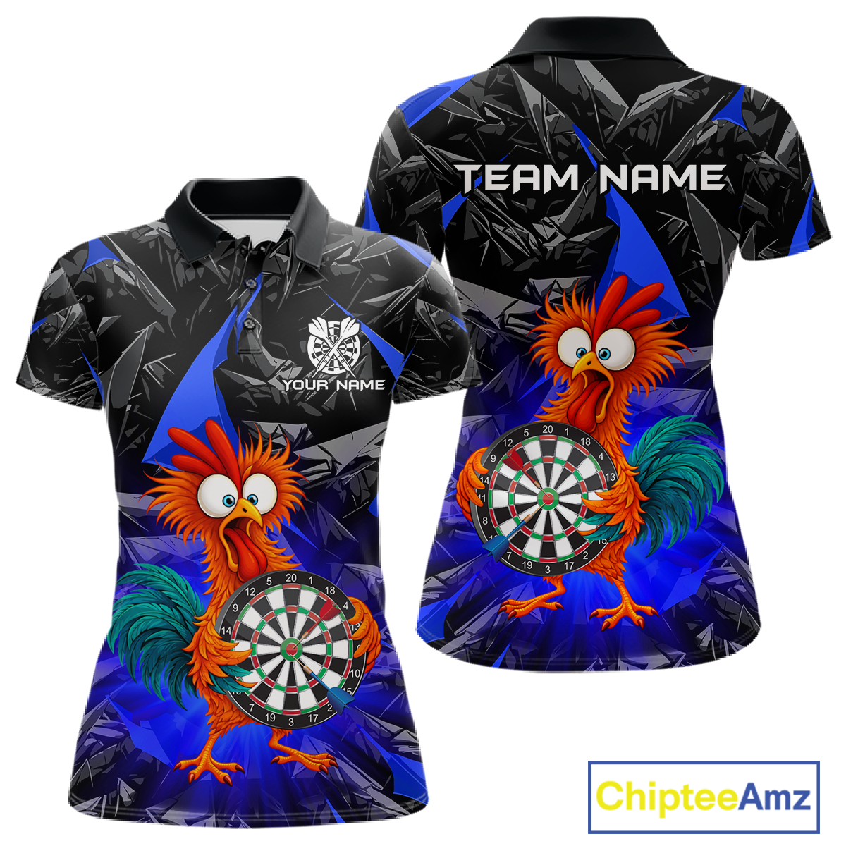 Custom Funny Blue Chicken Dart Shirts For Women Dart Board Gifts Darts Team Jerseys Dart League NNT152