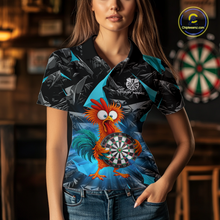 Load image into Gallery viewer, Custom Funny Turquoise Chicken Dart Shirts For Women Dart Board Gifts Darts Team Jerseys Dart League NNT152