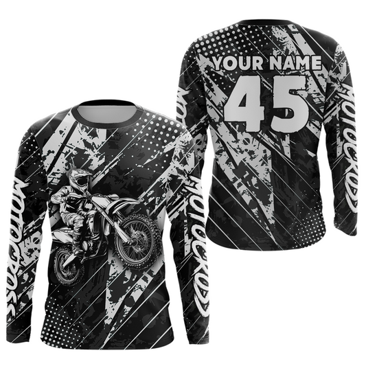 Custom Black Motocross Jersey Kid Adult Dirt Bike Off-Road Shirt Motorcycle Shirt Upf30+ DNT52