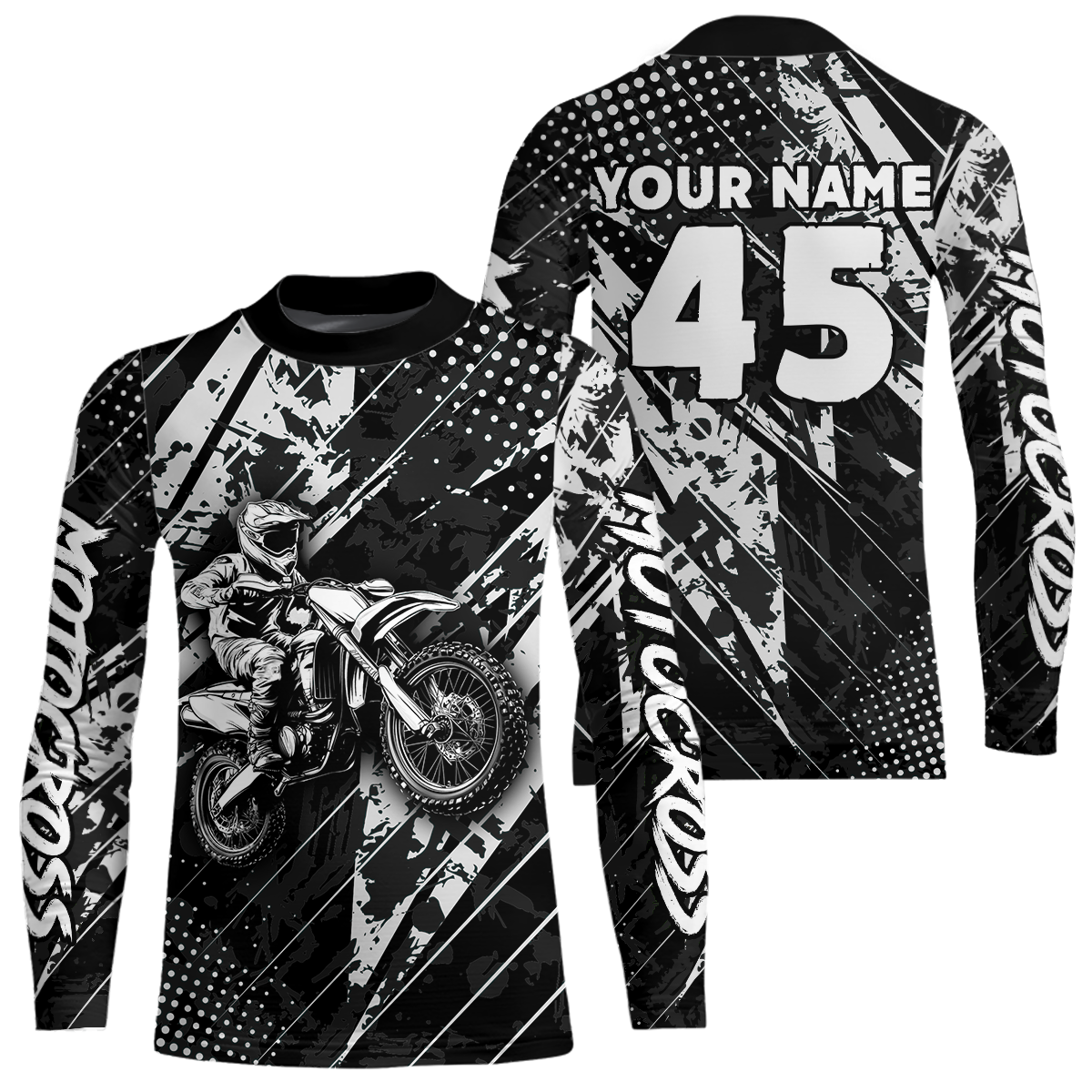 Custom Black Motocross Jersey Kid Adult Dirt Bike Off-Road Shirt Motorcycle Shirt Upf30+ DNT52