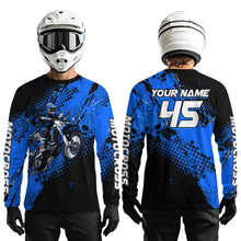 Load image into Gallery viewer, Blue Youth Dirt Bike Jersey Adult Kid Upf30+ Custom Motocross Jersey Off-Road Jersey DNT50