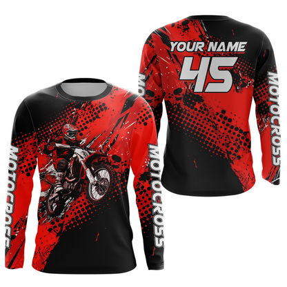 Red Youth Dirt Bike Jersey Adult Kid Upf30+ Custom Motocross Jersey Off-Road Jersey DNT50