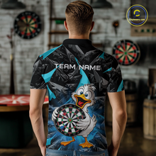 Load image into Gallery viewer, Custom Turquoise Duck Funny Dart Shirt Dart Team Jersey for Men Dartboard Polo &amp; 1/4Zip NNT167