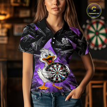 Load image into Gallery viewer, Custom Purple Duck Funny Dart Shirt Dart Team Jersey for Women Dartboard Polo &amp; 1/4Zip NNT167