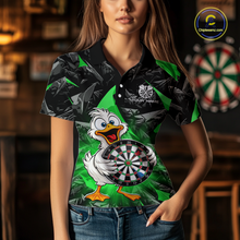 Load image into Gallery viewer, Custom Green Duck Funny Dart Shirt Dart Team Jersey for Women Dartboard Polo &amp; 1/4Zip NNT167