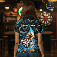 Load image into Gallery viewer, Custom Turquoise Duck Funny Dart Shirt Dart Team Jersey for Women Dartboard Polo &amp; 1/4Zip NNT167