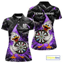 Load image into Gallery viewer, Custom Purple Duck Funny Dart Shirt Dart Team Jersey for Women Dartboard Polo &amp; 1/4Zip NNT167