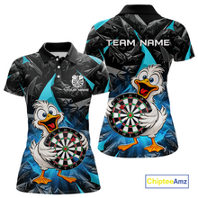 Load image into Gallery viewer, Custom Turquoise Duck Funny Dart Shirt Dart Team Jersey for Women Dartboard Polo &amp; 1/4Zip NNT167