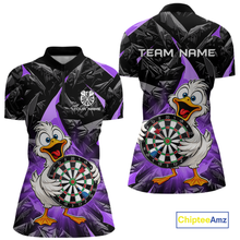 Load image into Gallery viewer, Custom Purple Duck Funny Dart Shirt Dart Team Jersey for Women Dartboard Polo &amp; 1/4Zip NNT167