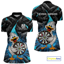 Load image into Gallery viewer, Custom Turquoise Duck Funny Dart Shirt Dart Team Jersey for Women Dartboard Polo &amp; 1/4Zip NNT167