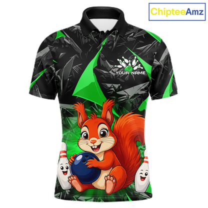 Funny Green Squirrel Custom Bowling Jersey for Men Bowling Team Shirts Bowling League HNT302