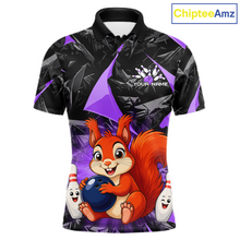 Load image into Gallery viewer, Funny Purple Squirrel Custom Bowling Jersey for Men Bowling Team Shirts Bowling League HNT302