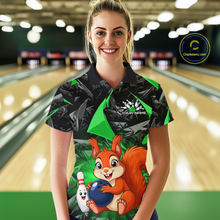 Load image into Gallery viewer, Funny Green Squirrel Custom Bowling Jersey for Women Bowling Team Shirts Bowling League HNT302