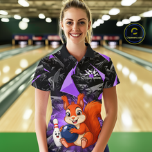 Load image into Gallery viewer, Funny Purple Squirrel Custom Bowling Jersey for Women Bowling Team Shirts Bowling League HNT302