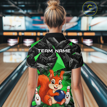 Load image into Gallery viewer, Funny Green Squirrel Custom Bowling Jersey for Women Bowling Team Shirts Bowling League HNT302