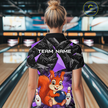 Load image into Gallery viewer, Funny Purple Squirrel Custom Bowling Jersey for Women Bowling Team Shirts Bowling League HNT302
