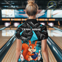 Load image into Gallery viewer, Funny Turquoise Squirrel Custom Bowling Jersey for Women Bowling Team Shirts Bowling League HNT302