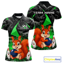 Load image into Gallery viewer, Funny Green Squirrel Custom Bowling Jersey for Women Bowling Team Shirts Bowling League HNT302