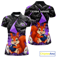 Load image into Gallery viewer, Funny Purple Squirrel Custom Bowling Jersey for Women Bowling Team Shirts Bowling League HNT302