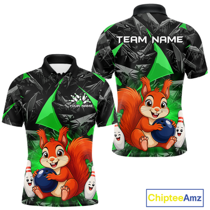 Funny Green Squirrel Custom Bowling Jersey for Men Bowling Team Shirts Bowling League HNT302