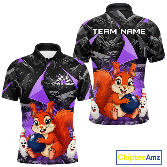 Funny Purple Squirrel Custom Bowling Jersey for Men Bowling Team Shirts Bowling League HNT302