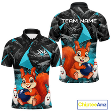 Load image into Gallery viewer, Funny Turquoise Squirrel Custom Bowling Jersey for Men Bowling Team Shirts Bowling League HNT302