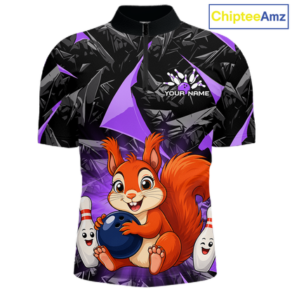 Funny Purple Squirrel Custom Bowling Jersey for Men Bowling Team Shirts Bowling League HNT302