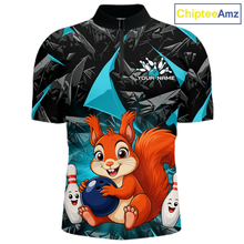 Load image into Gallery viewer, Funny Turquoise Squirrel Custom Bowling Jersey for Men Bowling Team Shirts Bowling League HNT302