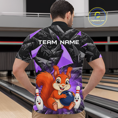 Funny Purple Squirrel Custom Bowling Jersey for Men Bowling Team Shirts Bowling League HNT302