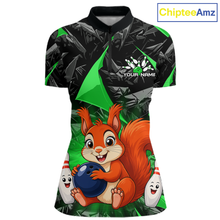 Load image into Gallery viewer, Funny Green Squirrel Custom Bowling Jersey for Women Bowling Team Shirts Bowling League HNT302