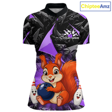 Load image into Gallery viewer, Funny Purple Squirrel Custom Bowling Jersey for Women Bowling Team Shirts Bowling League HNT302