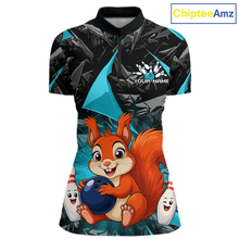 Load image into Gallery viewer, Funny Turquoise Squirrel Custom Bowling Jersey for Women Bowling Team Shirts Bowling League HNT302