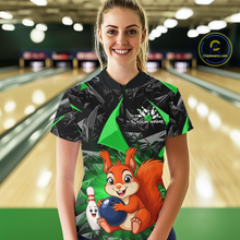 Load image into Gallery viewer, Funny Green Squirrel Custom Bowling Jersey for Women Bowling Team Shirts Bowling League HNT302