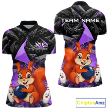 Load image into Gallery viewer, Funny Purple Squirrel Custom Bowling Jersey for Women Bowling Team Shirts Bowling League HNT302