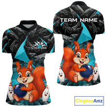 Load image into Gallery viewer, Funny Turquoise Squirrel Custom Bowling Jersey for Women Bowling Team Shirts Bowling League HNT302