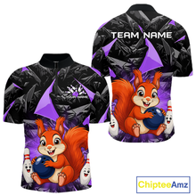 Load image into Gallery viewer, Funny Purple Squirrel Custom Bowling Jersey for Men Bowling Team Shirts Bowling League HNT302