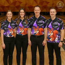 Load image into Gallery viewer, Funny Purple Squirrel Custom Bowling Jersey for Women Bowling Team Shirts Bowling League HNT302
