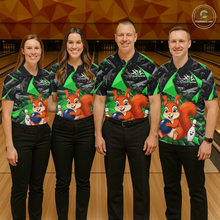 Load image into Gallery viewer, Funny Green Squirrel Custom Bowling Jersey for Women Bowling Team Shirts Bowling League HNT302