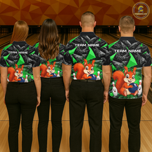 Load image into Gallery viewer, Funny Green Squirrel Custom Bowling Jersey for Women Bowling Team Shirts Bowling League HNT302